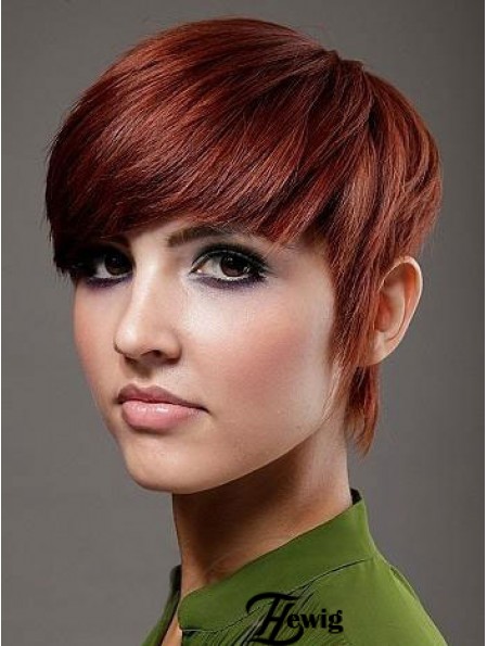 Boycuts Top Straight Red Kurzes Echthaar Perücken