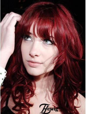 Capless With Bangs Long Curly 18 Zoll Red Günstigste Mode Perücken