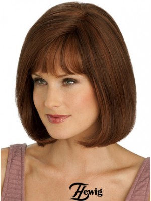 Echte Haare lange Bob Perücken mit Monofilament Straight Style Auburn Farbe