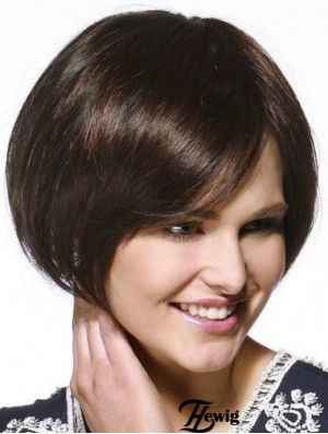 Chin Length Straight Bobs Brown Popular 100% Hand-tied Wigs