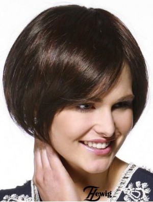 Kinnlänge Straight Bobs Brown Beliebte 100% handgebundene Perücken