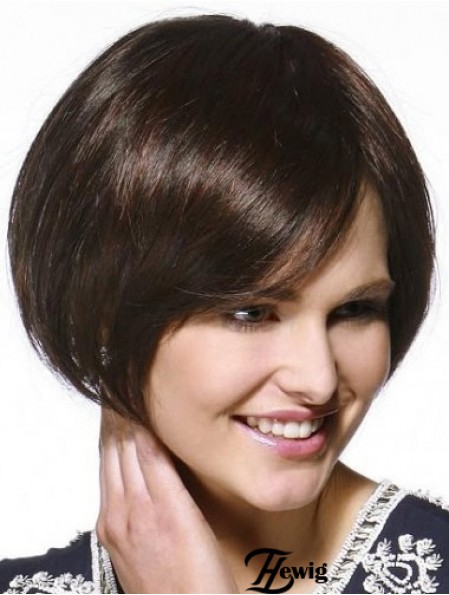 Kinnlänge Straight Bobs Brown Beliebte 100% handgebundene Perücken