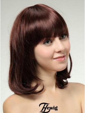 Schulterlange Bob Perücken mit Capless Remy Straight Style Auburn Farbe