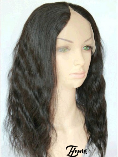 16 Zoll Lace Front Wavy Black Geeignete U-Teil Perücken