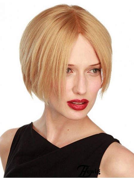 Gerade kurze blonde 6 Zoll Lace Front Soft Bob Perücken