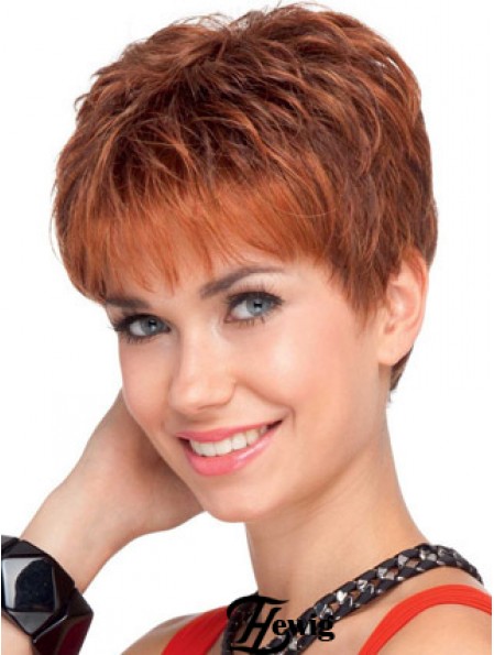 Red Wavy Cropped Boycuts Lace Front Günstige Perücke