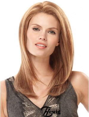 Handgebundene Echthaarperücken Monofilament Straight Style Blonde Farbe