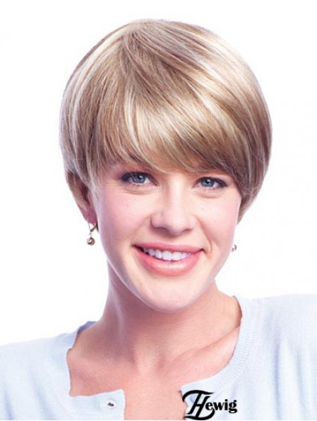 Perücken Menschenhaar Blondinen Mit Minofilament Layered Cut Short Length