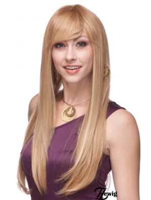 Gerade mit Pony Monofilament Blonde Top Long Perücken