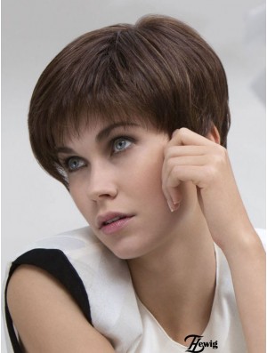 Brown Straight Cropped Boycuts Lace Front Günstige Perücken UK Sale