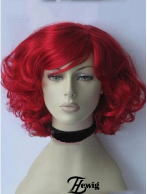 Curly With Bangs Kinnlänge Red Gorgeous Lace Front Perücken