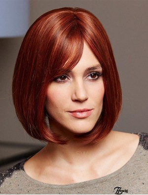 Echthaar Bob Cut Perücken 100% handgebunden Auburn Farbe