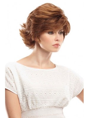 Bobs Short Auburn Wavy Soft Petite Perücken