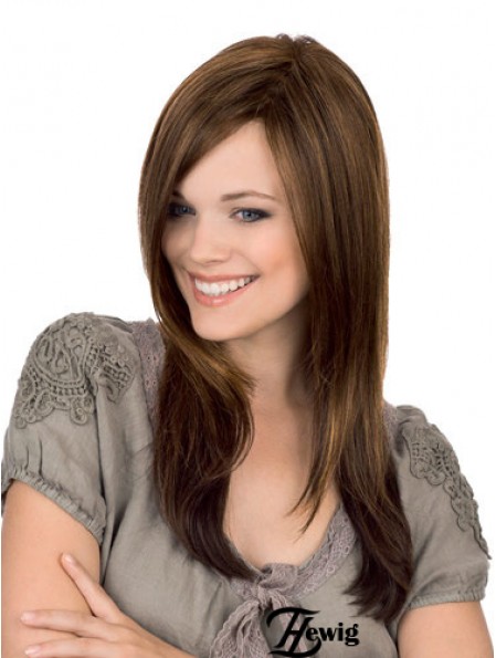 Gerade ohne Pony Monofilament Brown Stylish Long Perücken