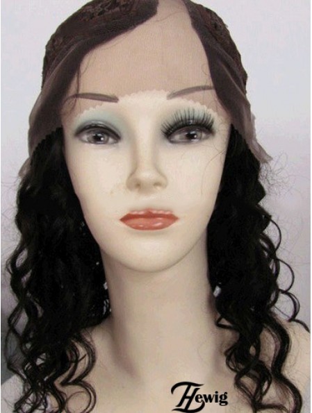 14 Zoll Lace Front Curly Black Gute U-Teil Perücken