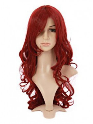 Wellig mit Pony Lace Front Style 20 Zoll rote lange Perücken