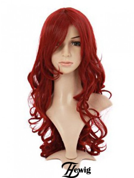 Wellig mit Pony Lace Front Style 20 Zoll rote lange Perücken