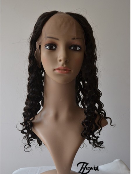 18 Zoll Lace Front Curly Black Modische U-Teil Perücken