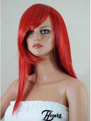 Gerade mit Pony Lace Front Erschwingliche 18 Zoll Red Long Perücken