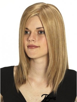 Ohne Pony No-Fuss Straight Blonde Langes Menschenhaar Perücken