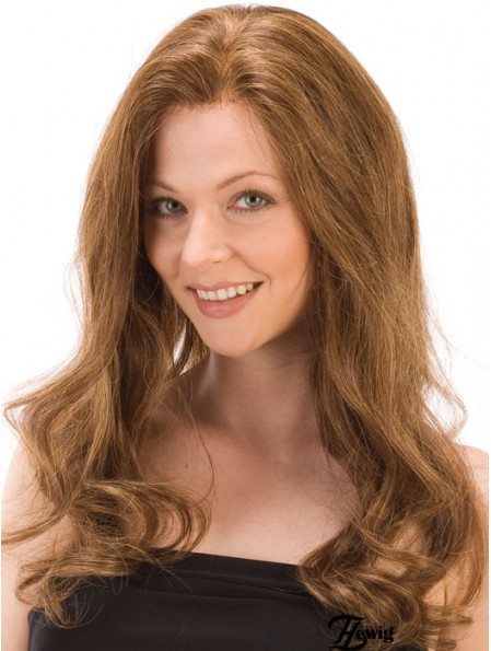 Ohne Pony Erschwingliche Wellenförmige Auburn Long Human Hair Lace Front Perücken