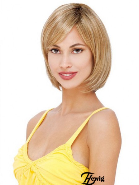 Kurze bis mittlere Bob Perücken mit Spitze vorne Blonde Farbe Straight Style