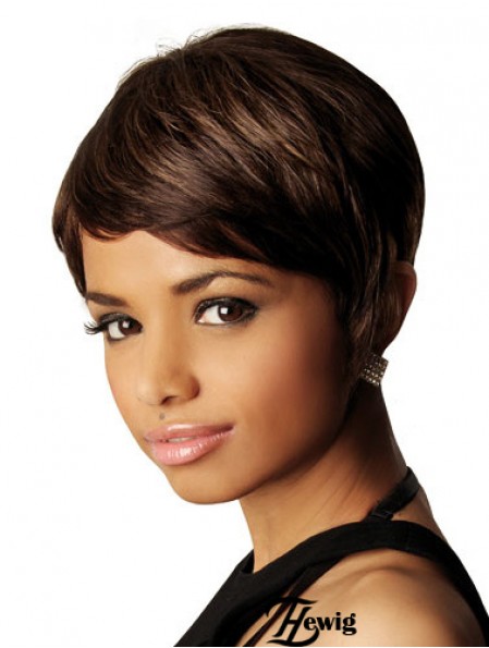 Afroamerikaner Echthaar Perücken Straight Style Kurzer Bobs Cut