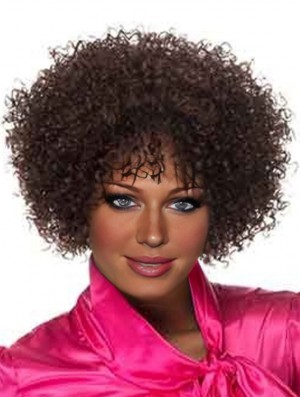 Beliebte Brown Short Layered Curly Glueless Lace Front Perücken