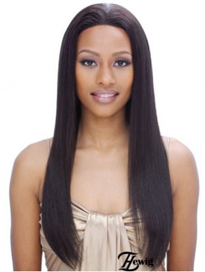 24 inch Black Long Without Bangs Yaki Incredible Lace Wigs
