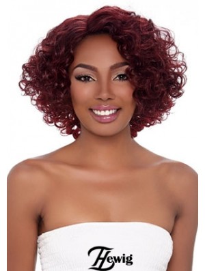 Lockige Perücken für afroamerikanische Frauen mit kappenloser roter Farbe des lockigen Stils