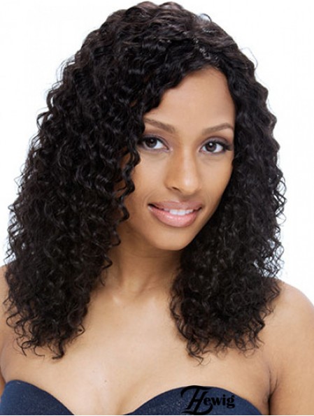 Human Full Lace Perücken UK Black Color Curly Style