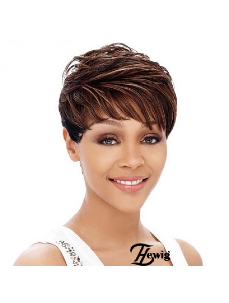 Cropped Auburn Straight Boycuts Frisuren Afroamerikaner Perücken