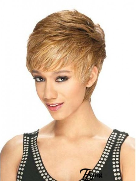 Designed Cropped Straight 8 Zoll Synthetic Glueless Lace Front Perücken