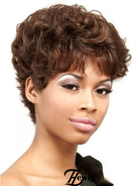 Cropped Auburn Curly Boycuts Praktische Afroamerikaner Perücken