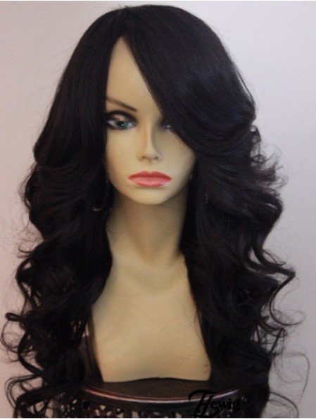 20 Zoll Lace Front Long Wavy mit Pony Beste Front Lace Perücken für Black Woman UK