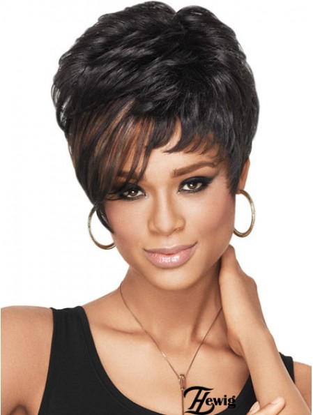 Cropped Black Wavy Boycuts Hochwertige Afroamerikaner Perücken