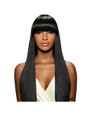 Brasilianisches Yaki Capless Long mit Pony Perücke für schwarze Frau UK