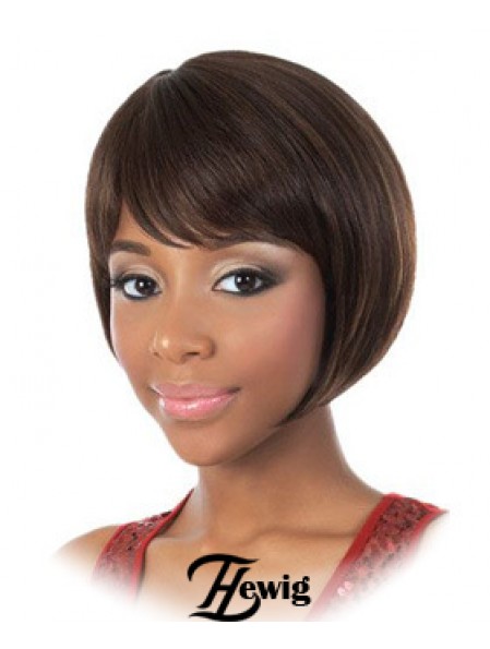 Kinn Länge Brown Straight Bobs Mode Afroamerikaner Perücken