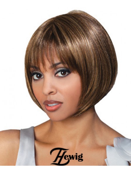 Kinnlänge Brown Straight Bobs Top Afroamerikaner Perücken