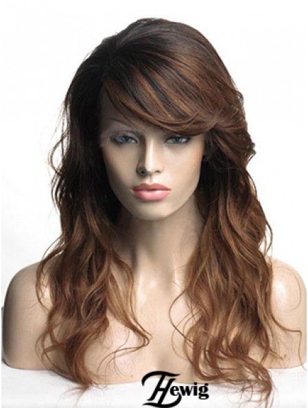 Long Brown Wavy With Bangs Günstigste Afroamerikaner Perücken