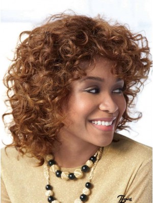 Erschwingliche Auburn Schulterlänge mit Pony Curly Glueless Lace Front Perücken