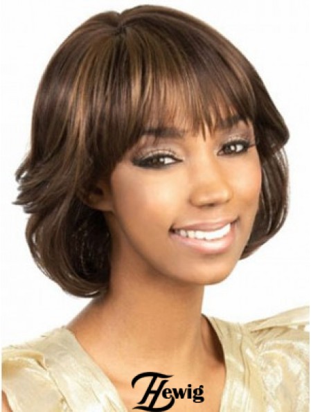 Kinnlänge Brown Wavy Bobs Erstaunliche Afroamerikaner Perücken