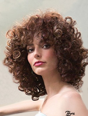 Damen Synthetische Perücken Schulterlange Curly Style Layered Cut