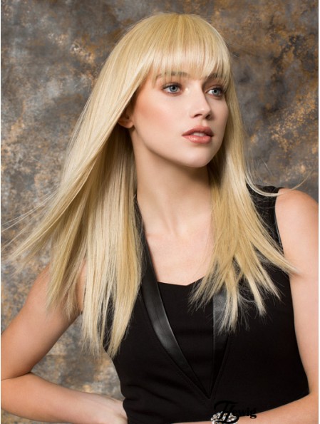 Lange blonde synthetische Perücken Monofilament blonde Farbe mit Pony