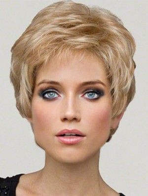 Synthetische Spitze Front Perücken Blonde Farbe verkürzte Länge Boycuts