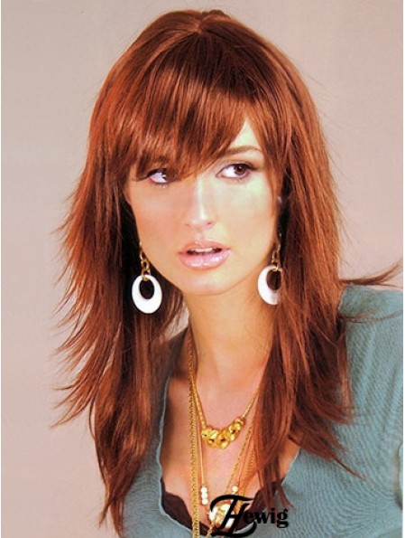 Synthetic Hair UK Auburn Farbe Langer, geschichteter Schnitt mit Capless