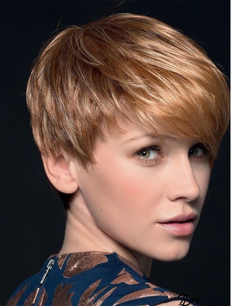 Blonde 4  inchBoycuts Cropped Top Monofilament Perücken