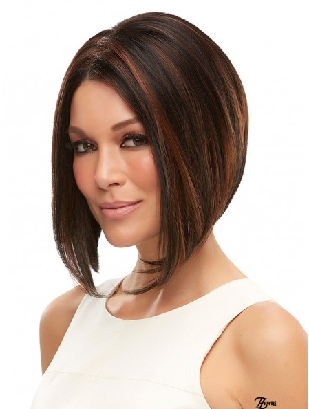 Kinnlänge Straight Brown 10  inchGlueless Lace Perücke