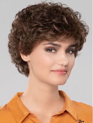 Curly Brown Short 8 Zoll wunderschöne klassische Perücken