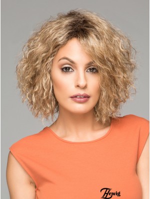 Kurze lockige synthetische Perücken Kinnlänge Blonde Farbe Curly Style